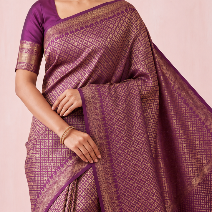 KUBERAN PINK SEMI BANARASI SILK SAREE