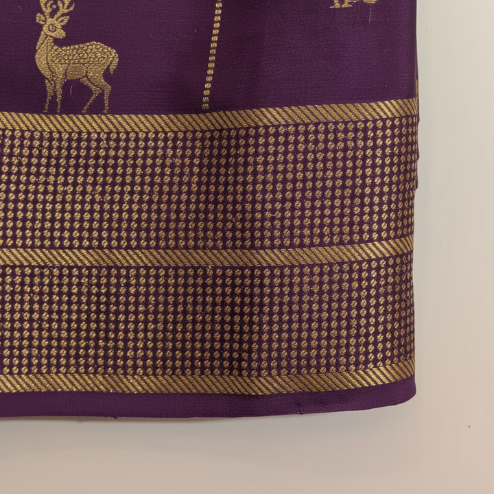 kuberan Purple with Deer and Peacock Motifs Mysore Silk Saree