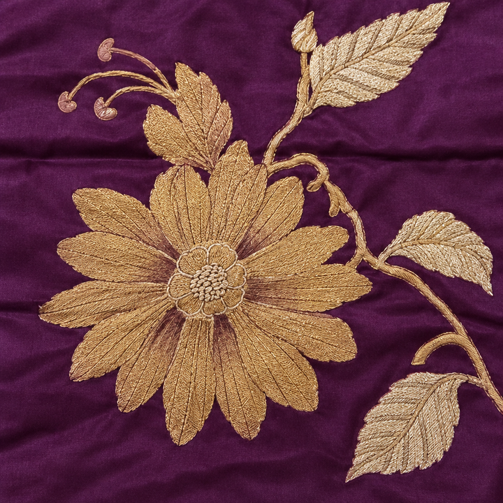 Purple saree floral close-up preview