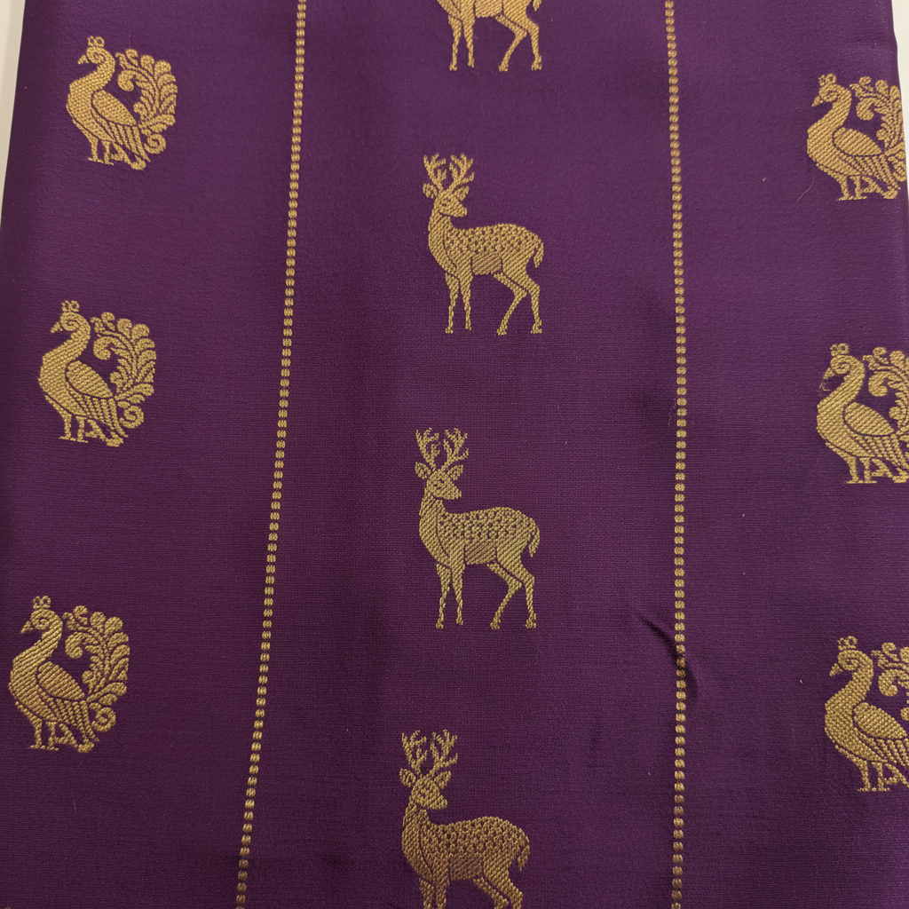 kuberan Purple with Deer and Peacock Motifs Mysore Silk Saree