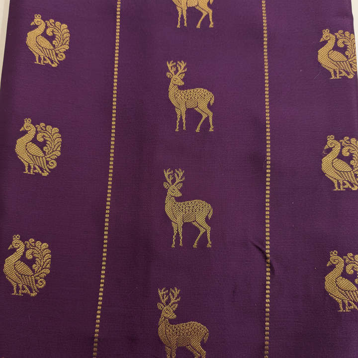 kuberan Purple with Deer and Peacock Motifs Mysore Silk Saree
