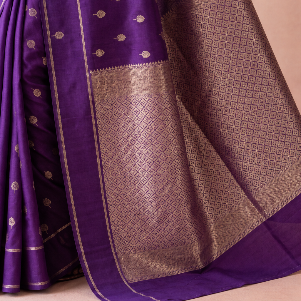 KUBERAN PURPLE MASHRU CHIFFON SAREE