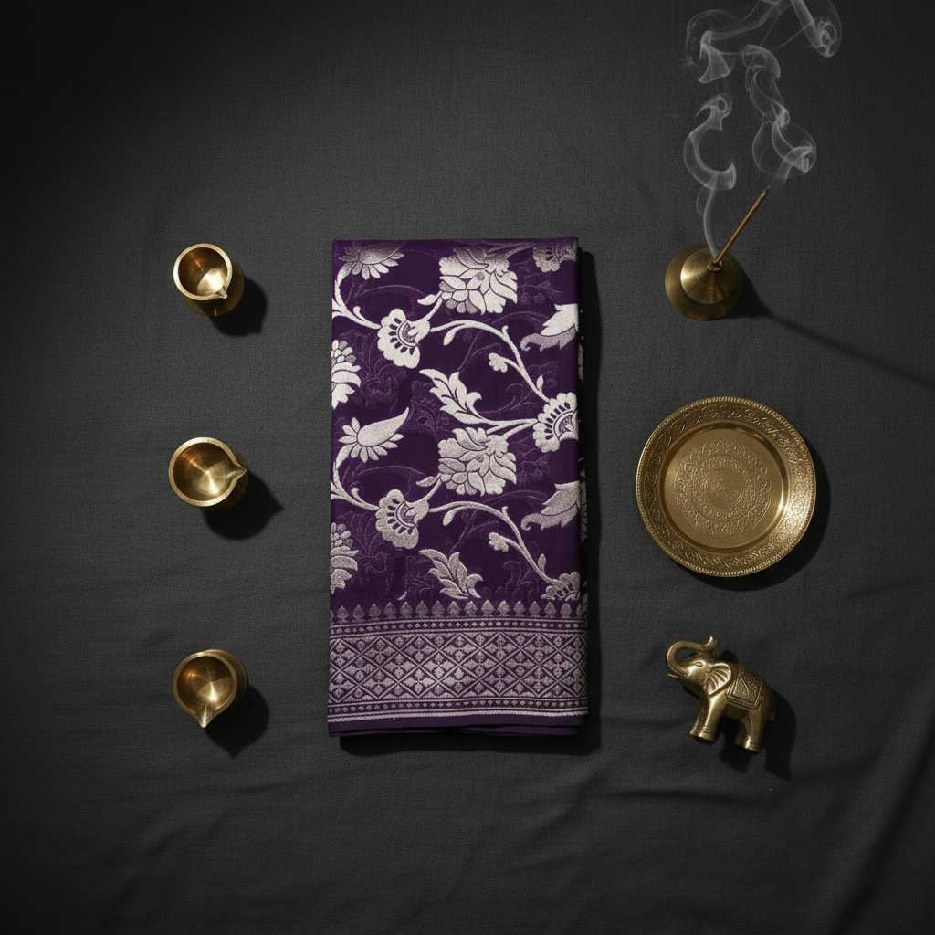 KUBERAN PURPLE PURE BANARASI GEORGETTE SILK SAREE