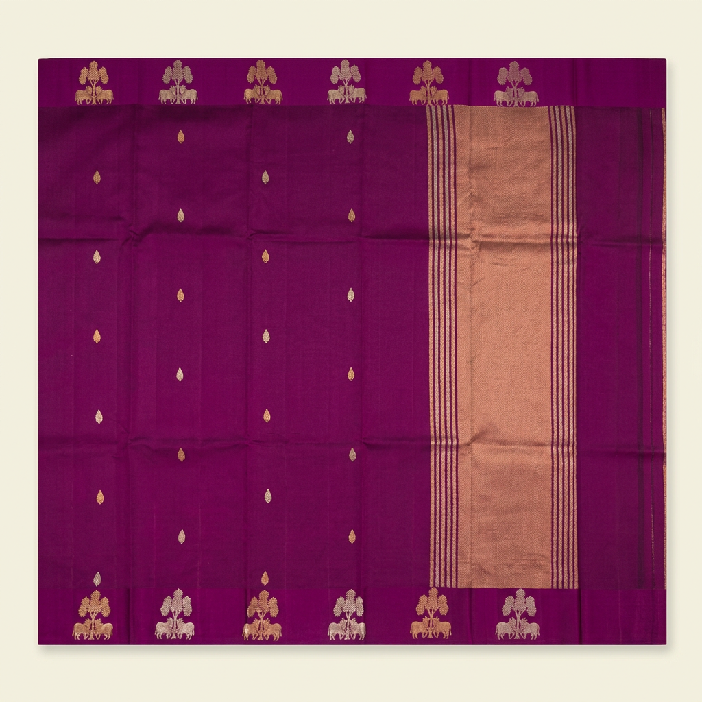 Kuberan Purple Pure Banarasi Silk Saree