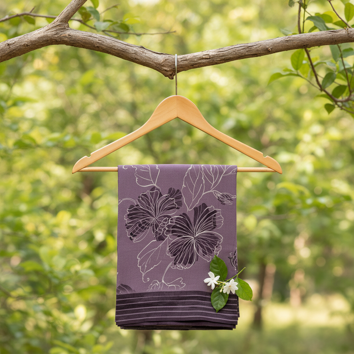 KUBERAN LIGHT PURPLE PURE CHIFFON PRINTED SAREE