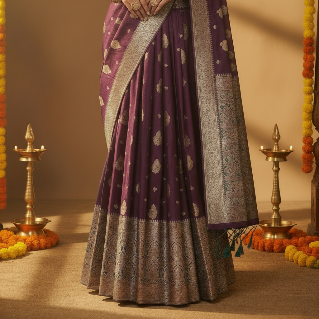 Kuberan Purple & Teal Half Saree