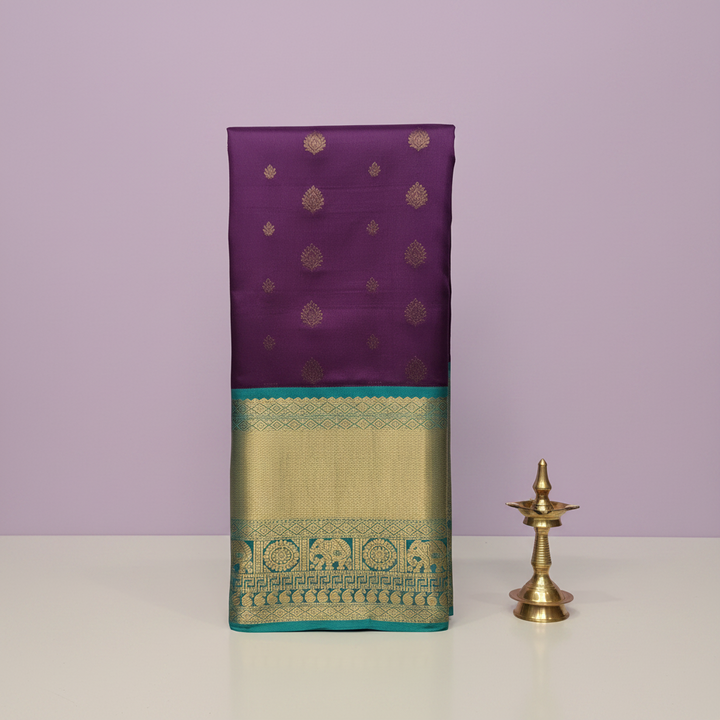 KUBERAN MAGENTA WITH BLUE PURE SILK SAREE