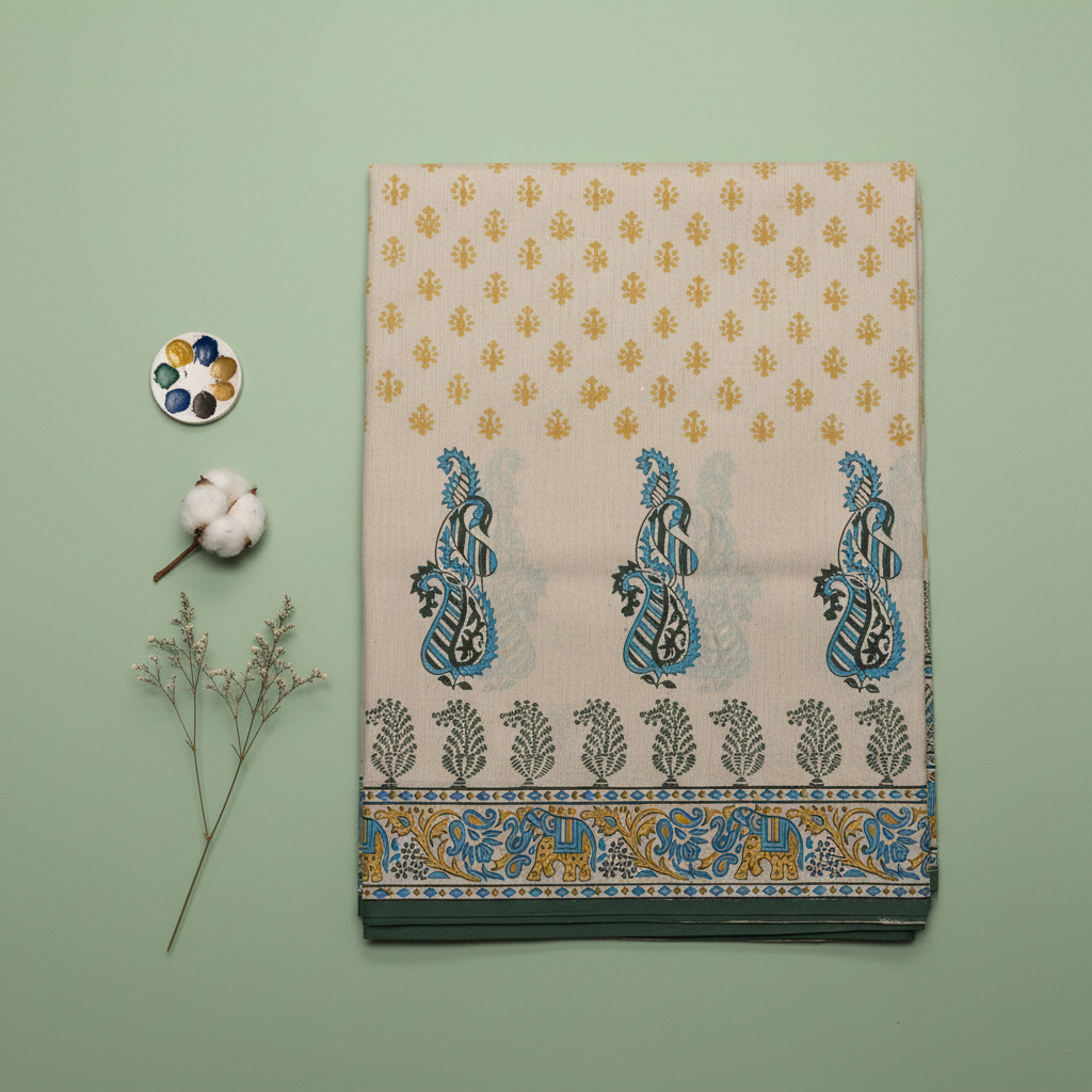 KUBERAN WHITE PRINTED SAREE