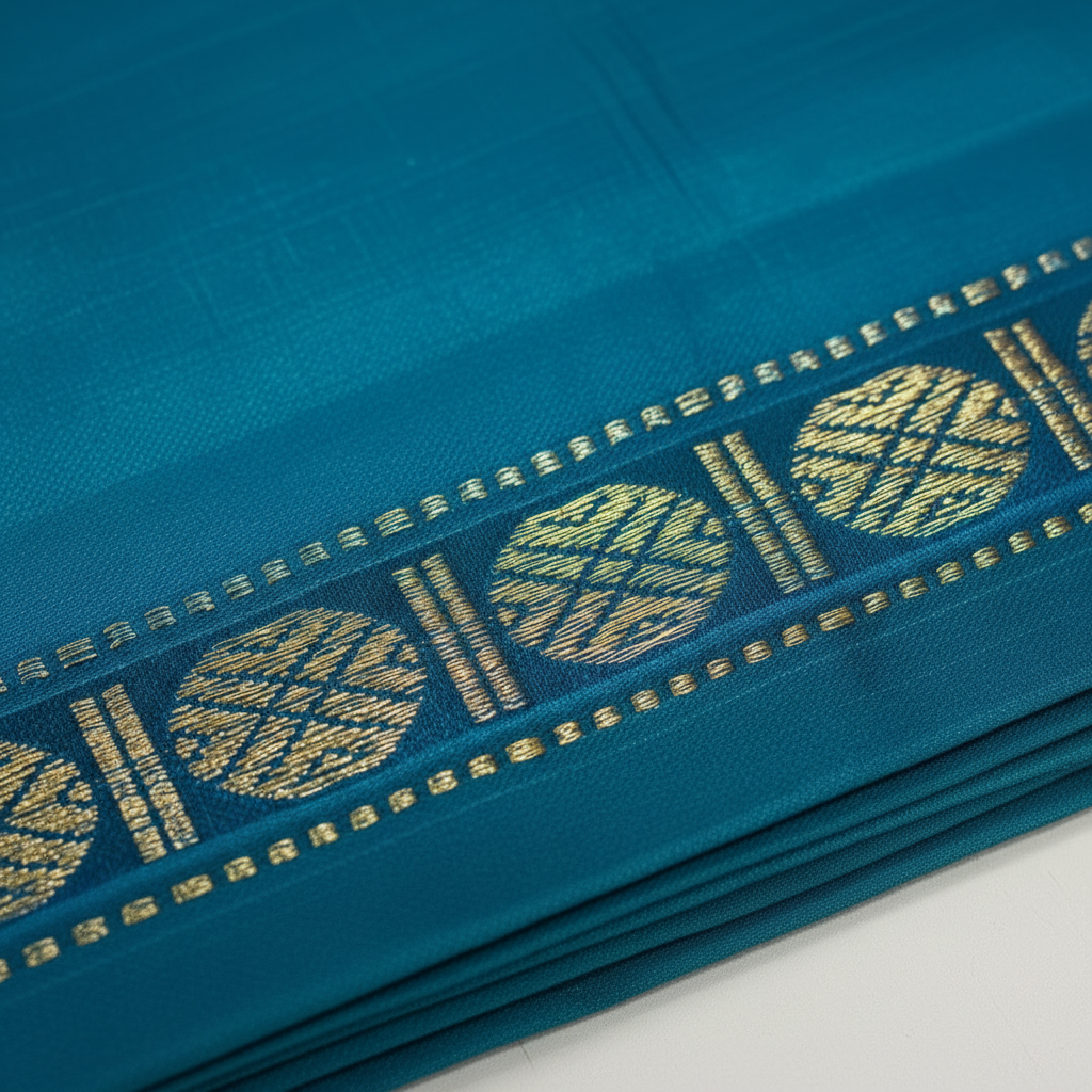 Kuberan Rama Blue Pure Silk Dhoti.
