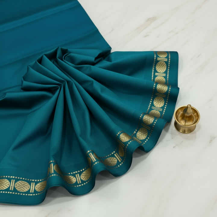 Kuberan Rama Blue Pure Silk Dhoti.