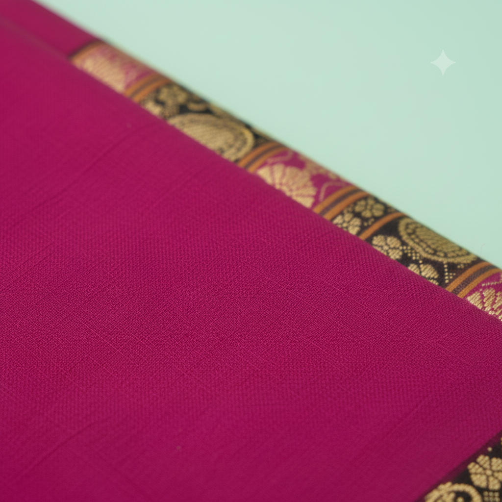 KUBERAN DARK PINK COTTON SAREE