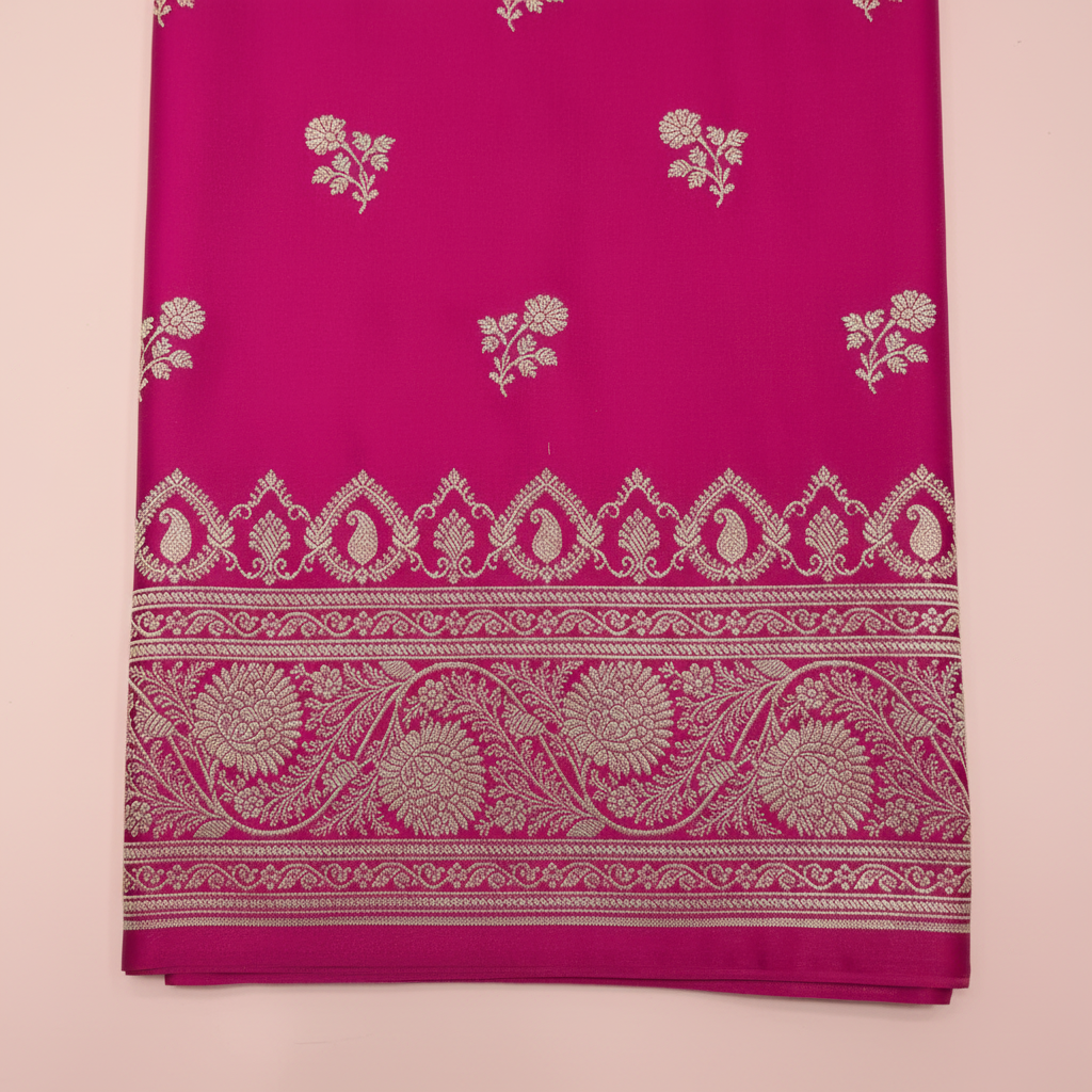 KUBERAN DARK PINK MASHRU BANARASI SILK SAREE
