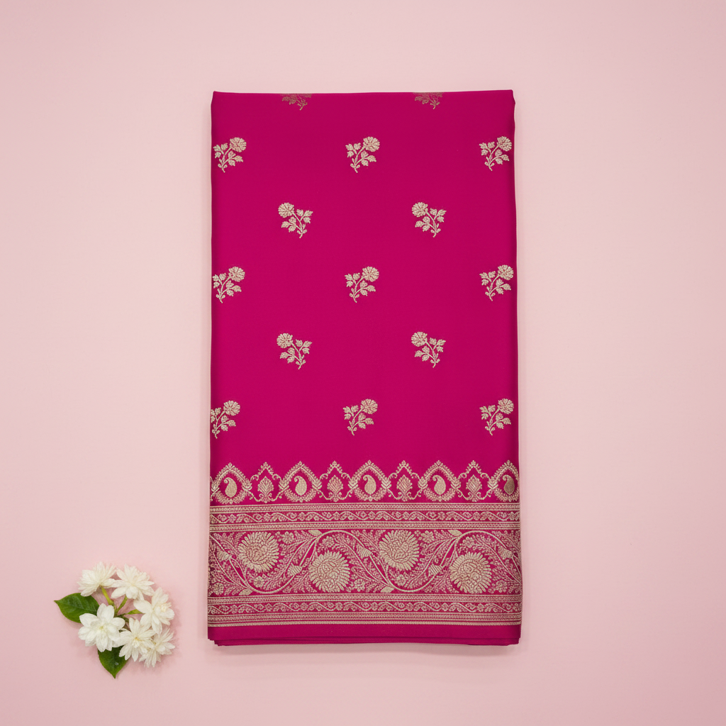 KUBERAN DARK PINK MASHRU BANARASI SILK SAREE