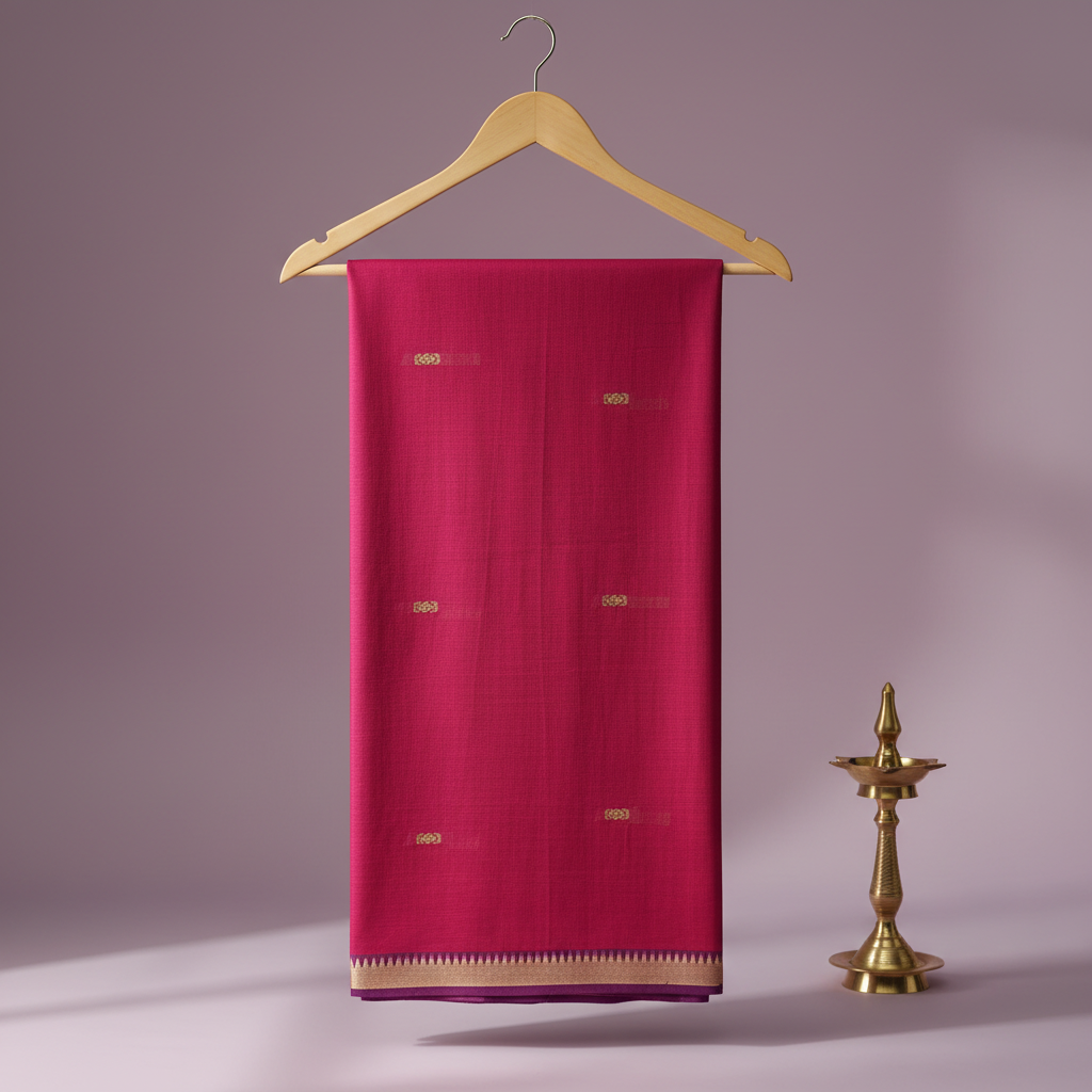 KUBERAN DARK PINK COTTON SAREE