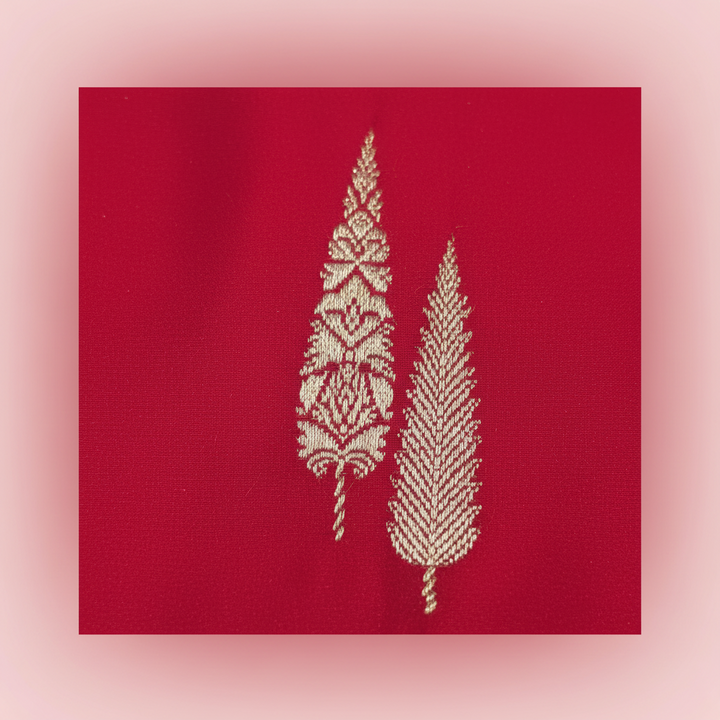 KUBERAN BRIGHT RED MASHRU BANARASI SILK SAREE