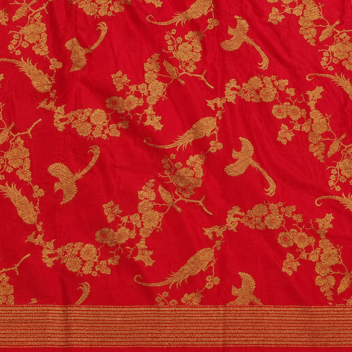 KUBERAN RED PURE KHADDI GEORGETTE  SAREE