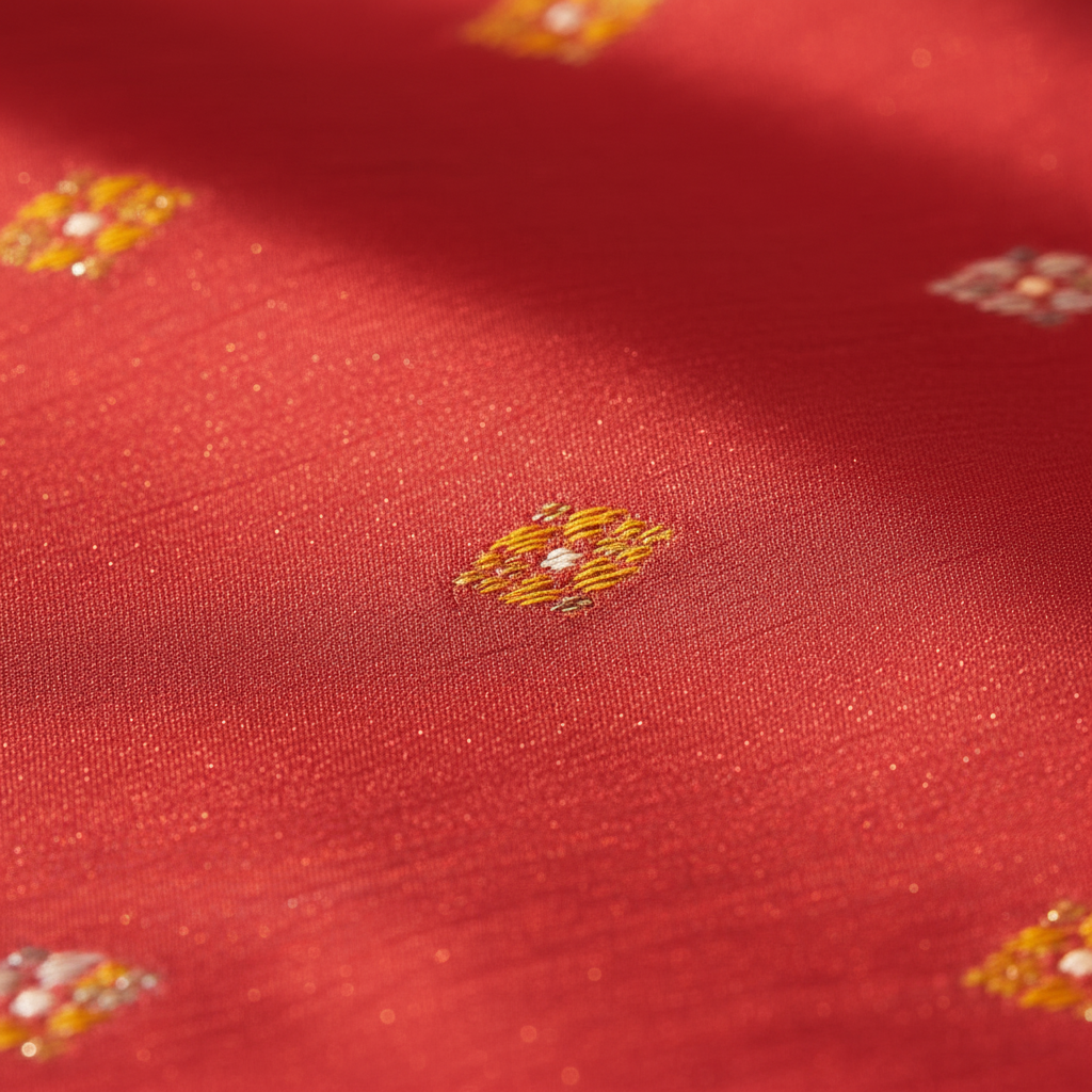 KUBERAN RED WITH BLUE BISHNUPURI SOFT SILK SAREE