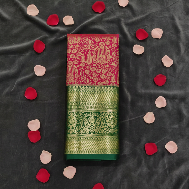 Kuberan Red & Dark Green Art Silk Pavada