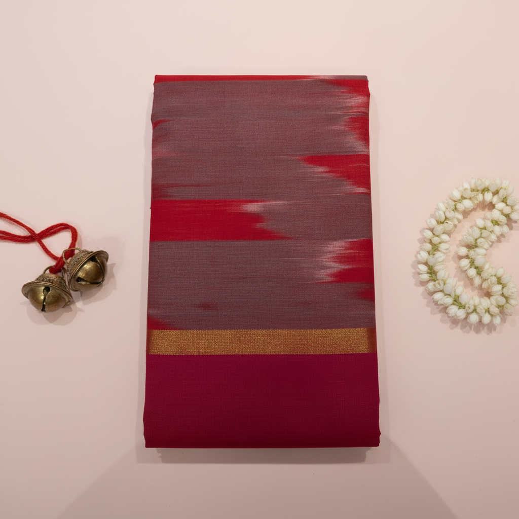 KUBERAN RED WINE COTTON DANCE PRACTICE SAREE