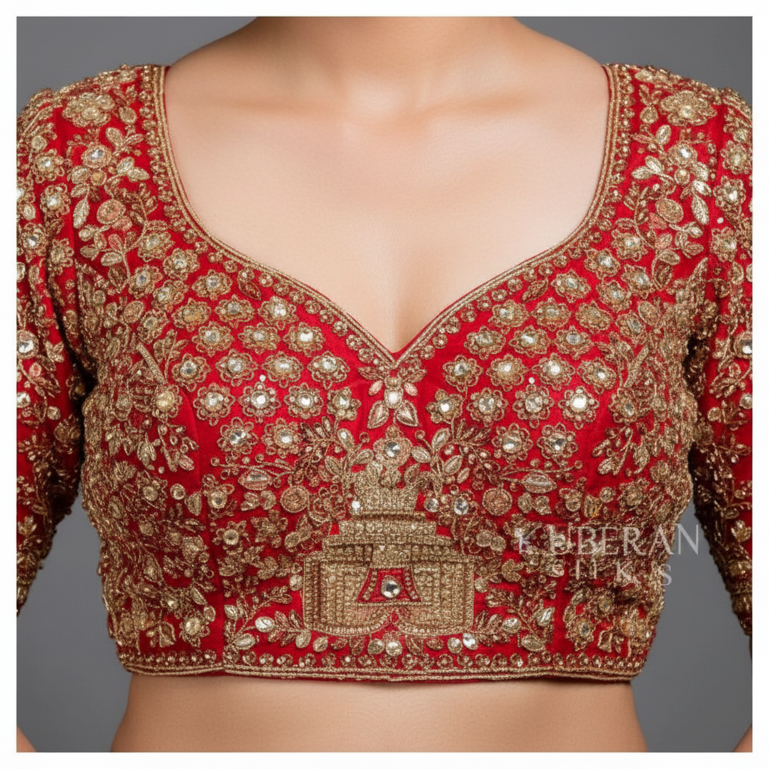 KUBERAN UNSTITCHED RED LEHENGA