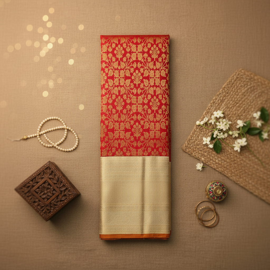 kuberan  Red Kanchipuram Silk Saree