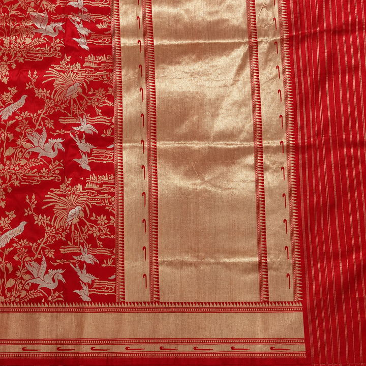 Red saree panel close-up preview