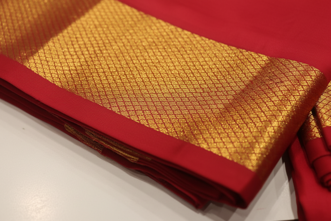 Kuberan Crimson Red Pure Silk Dhoti.