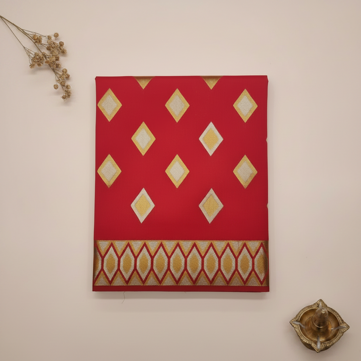 KUBERAN RED RAW SILK SAREE
