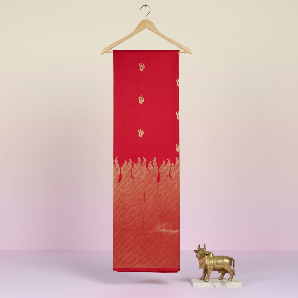 KUBERAN RED PURE SILK SAREE