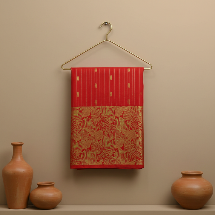 KUBERAN ORANGE SEMI SILK SAREE