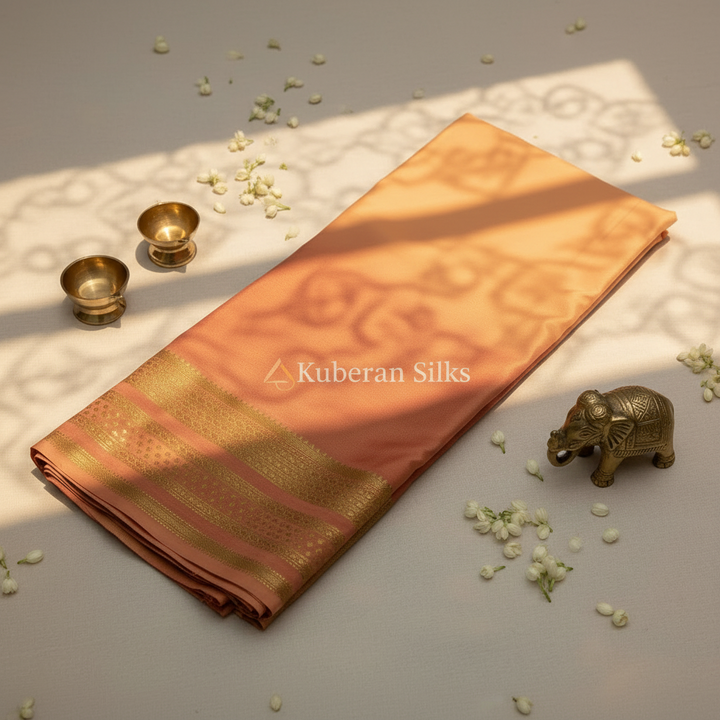 Kuberan Peach and Pink Mysore Silk Saree