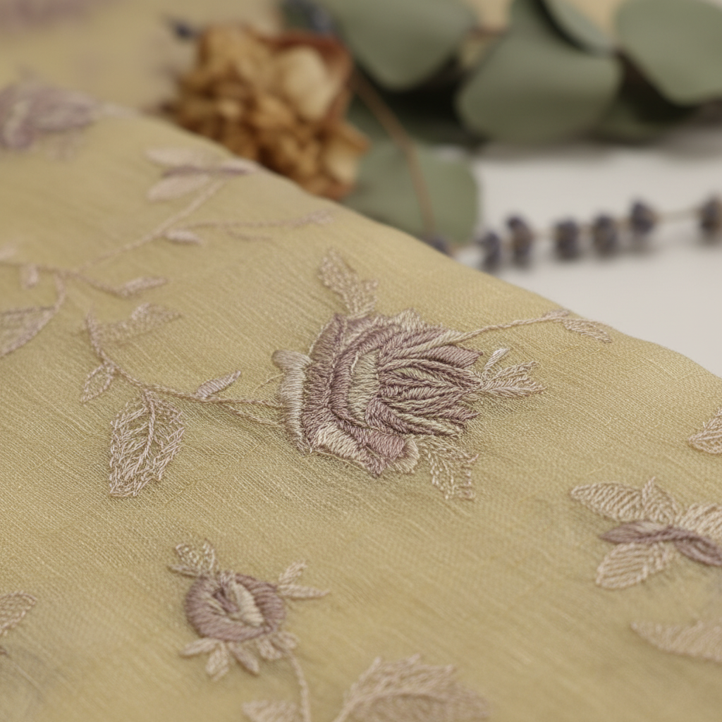 KUBERAN YELLOW LINEN COTTON SAREE