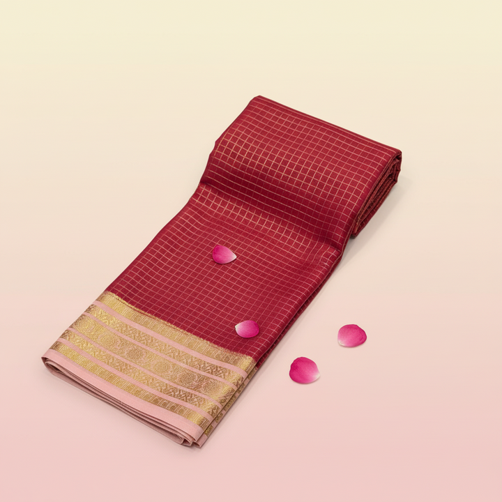 KUBERAN RED PURE CREPE SAREE