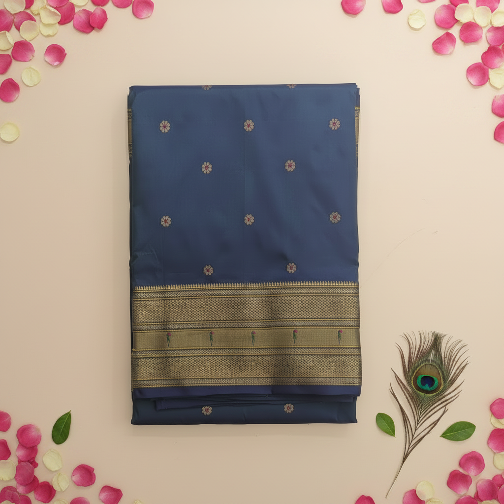 KUBERAN PEACOCK BLUE PAITHANI SILK SAREE