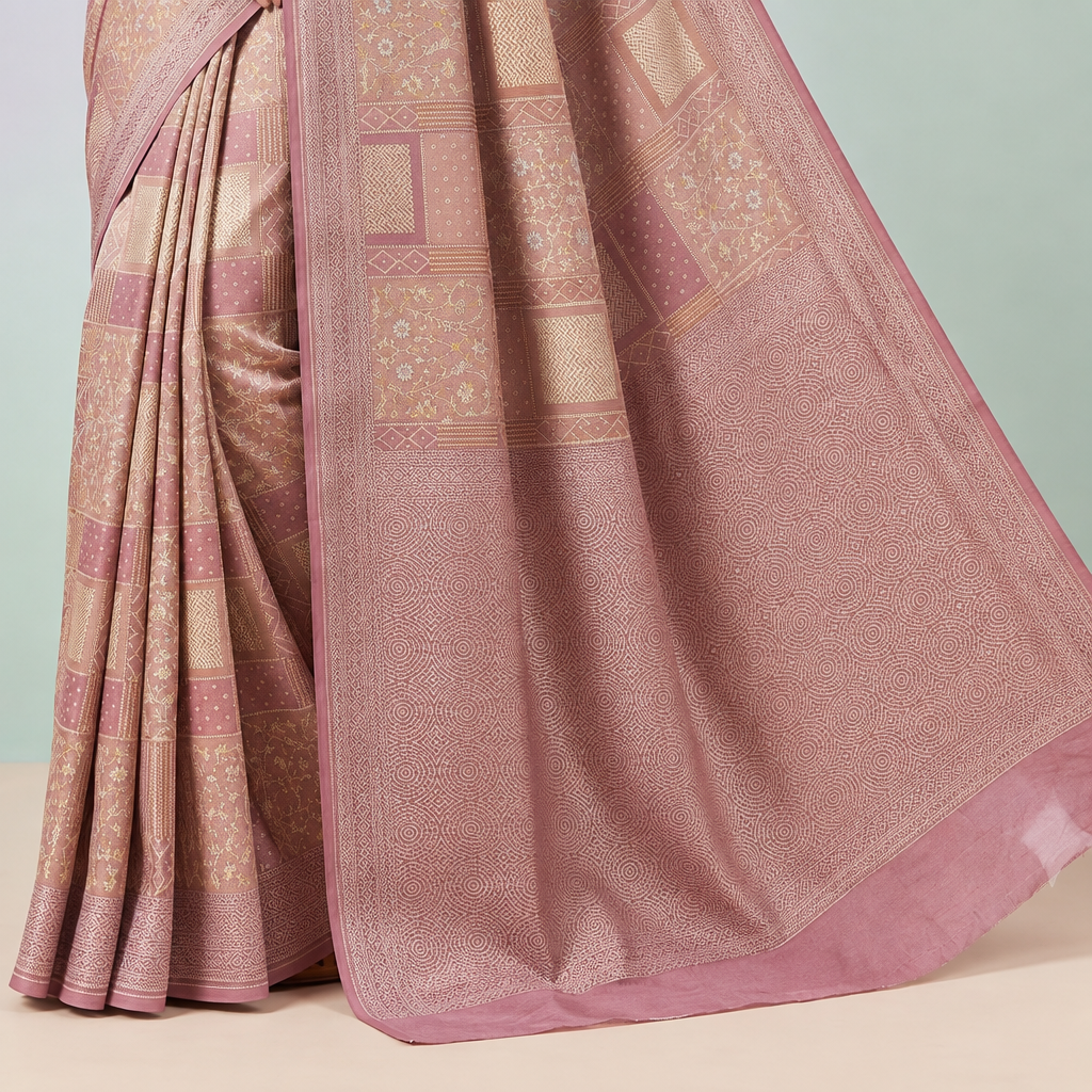 KUBERAN PINK BANARAS GEORGETTE SAREE