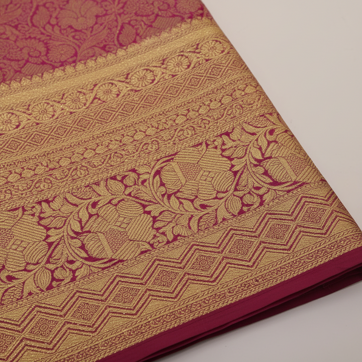 KUBERAN RED BROCADE SEMI SILK SAREE