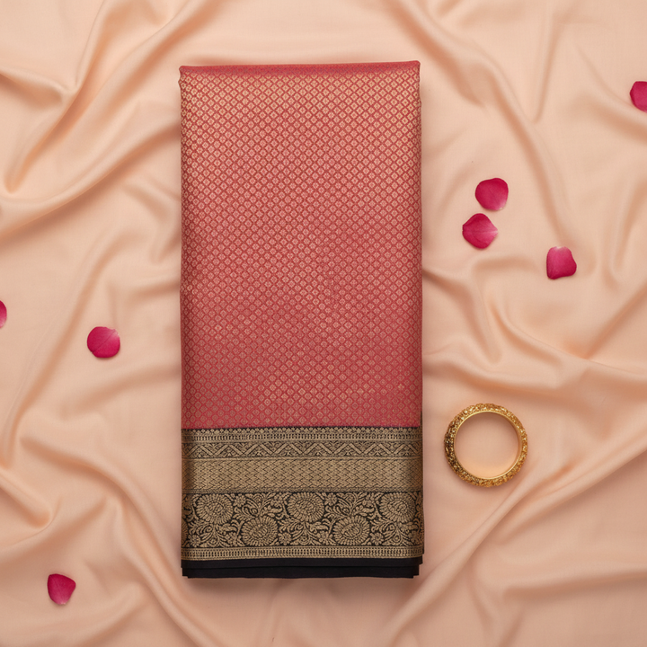 KUBERAN ROSE PINK SEMI SILK BROCADE SAREE