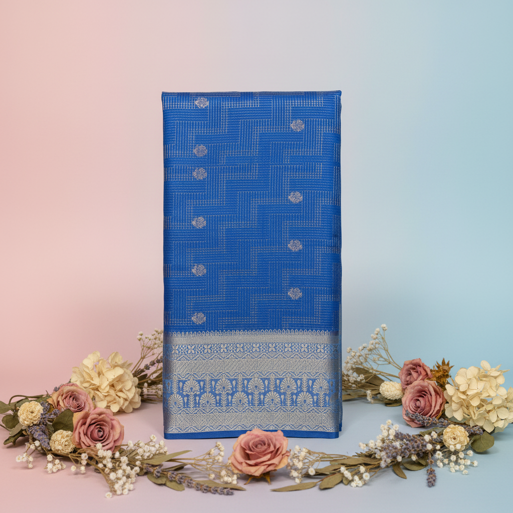 KUBERAN BLUE TUSSAR SILK SAREE