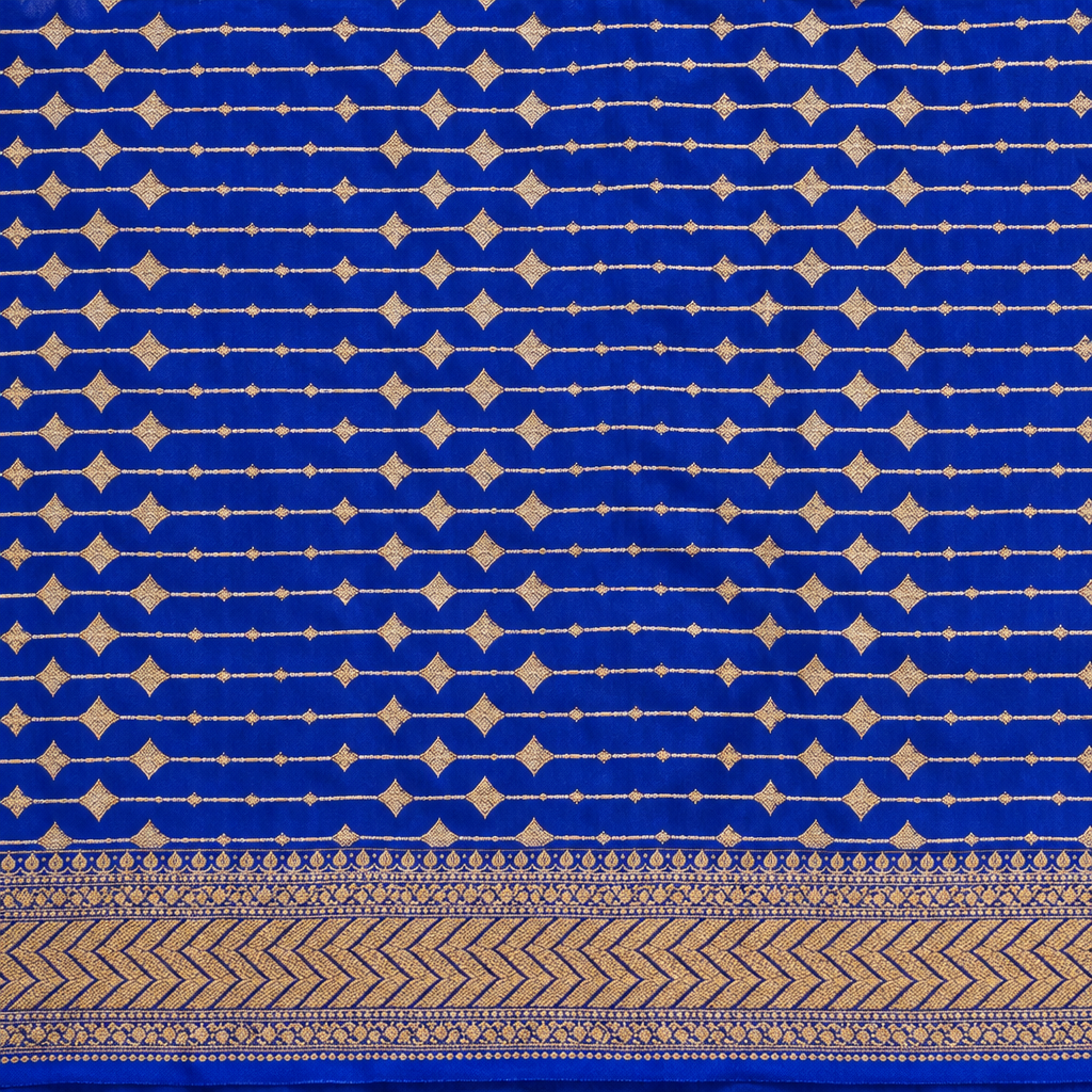 KUBERAN ROYAL BLUE PURE KHADDI GEORGETTE  SAREE