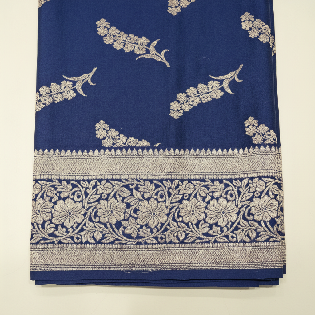 KUBERAN NAVY BLUE MASHRU BANARASI SILK SAREE