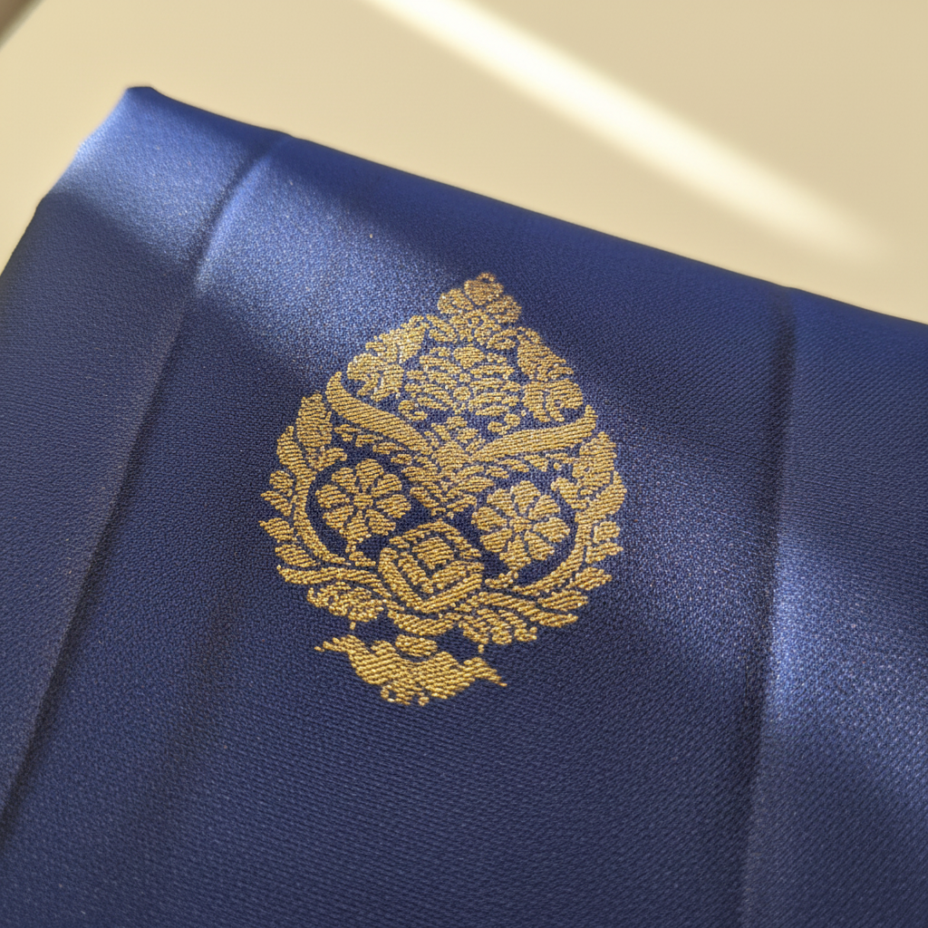 KUBERAN NAVY BLUE WITH GREEN PURE SOFT SILK SAREE