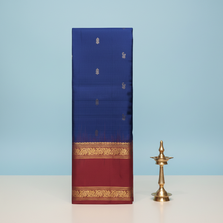 KUBERAN NAVY BLUE WITH PINK PURE SILK SAREE