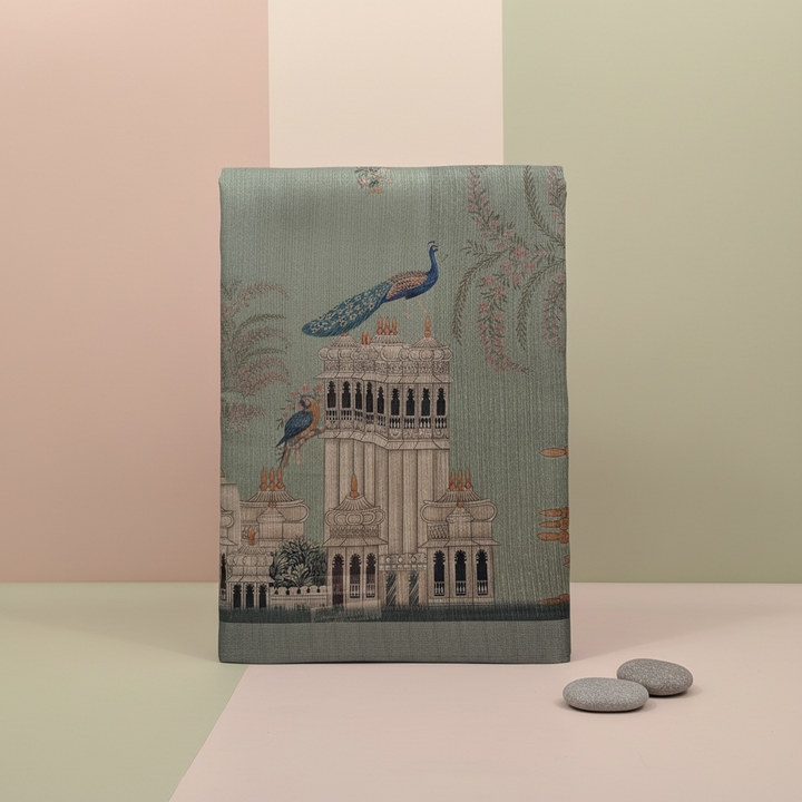 KUBERAN SAGE GREEN LINEN COTTON SAREE