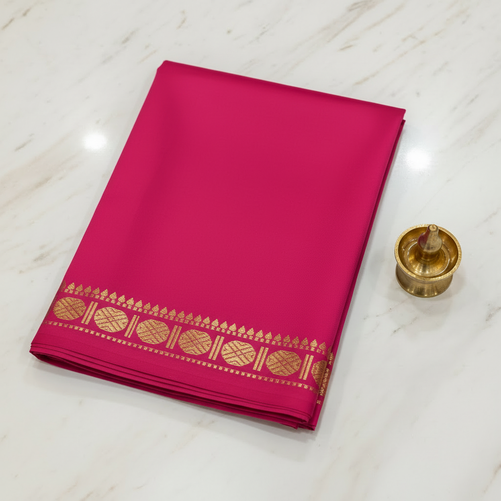 Kuberan Royal Pink Pure Silk Dhoti