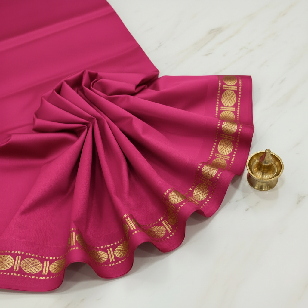 Kuberan Royal Pink Pure Silk Dhoti