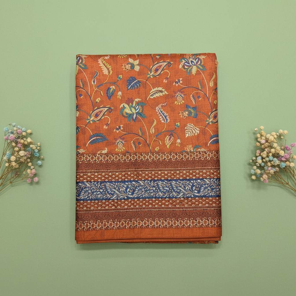 KUBERAN RUST BROWN PASHMINA FANCY SAREE