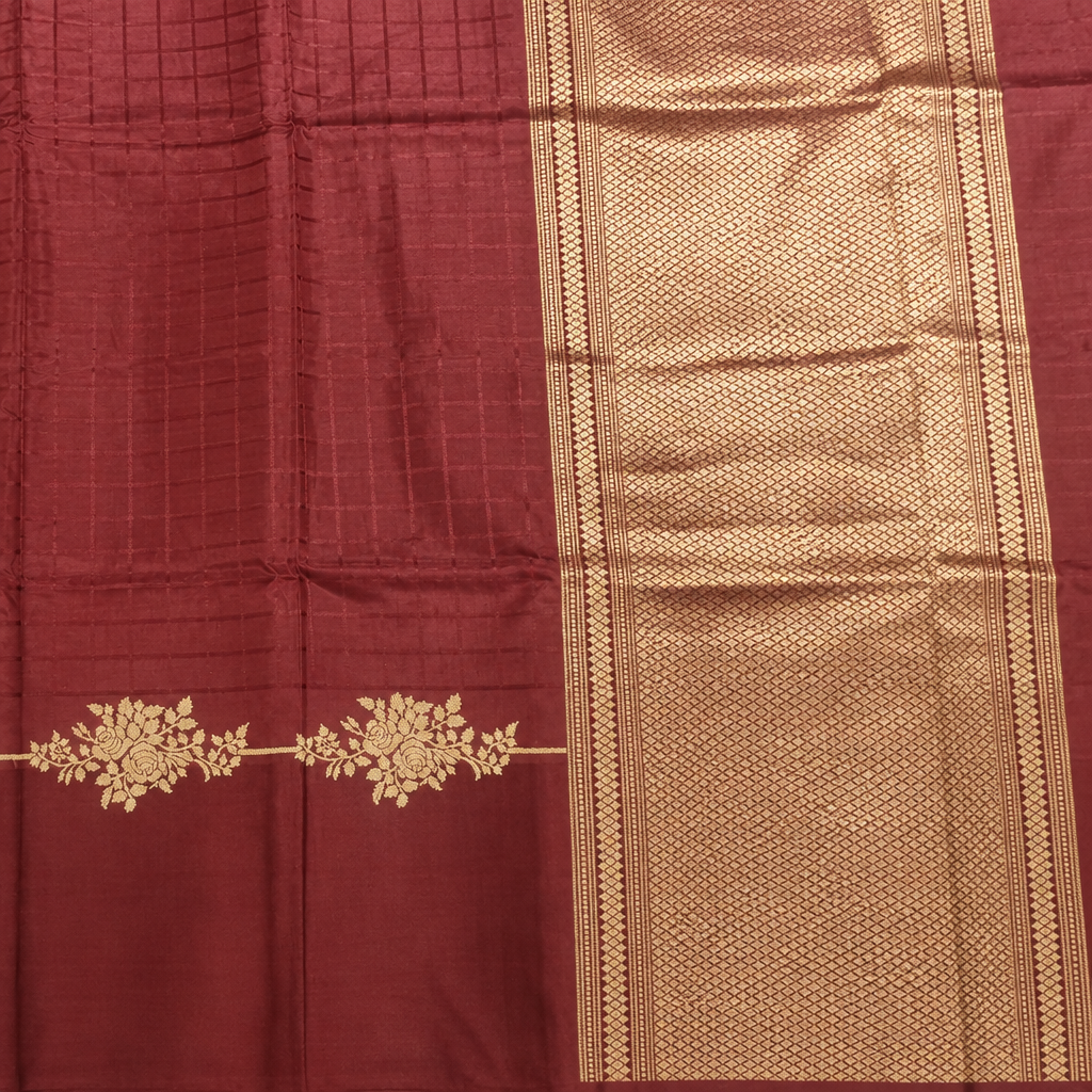KUBERAN RUST MAROON PURE BANARASI SAREE