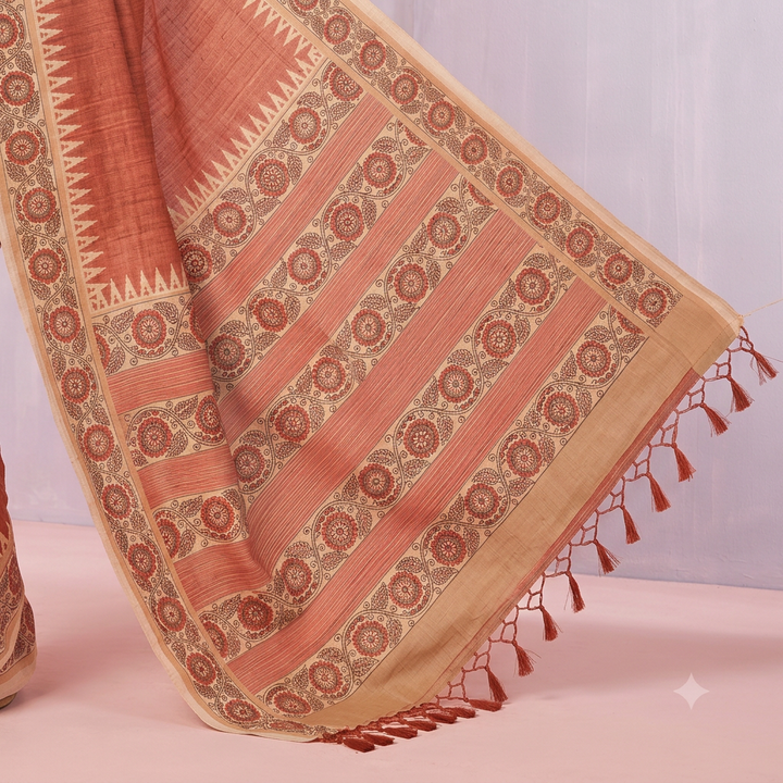 KUBERAN RUST RED RAW SILK SAREE
