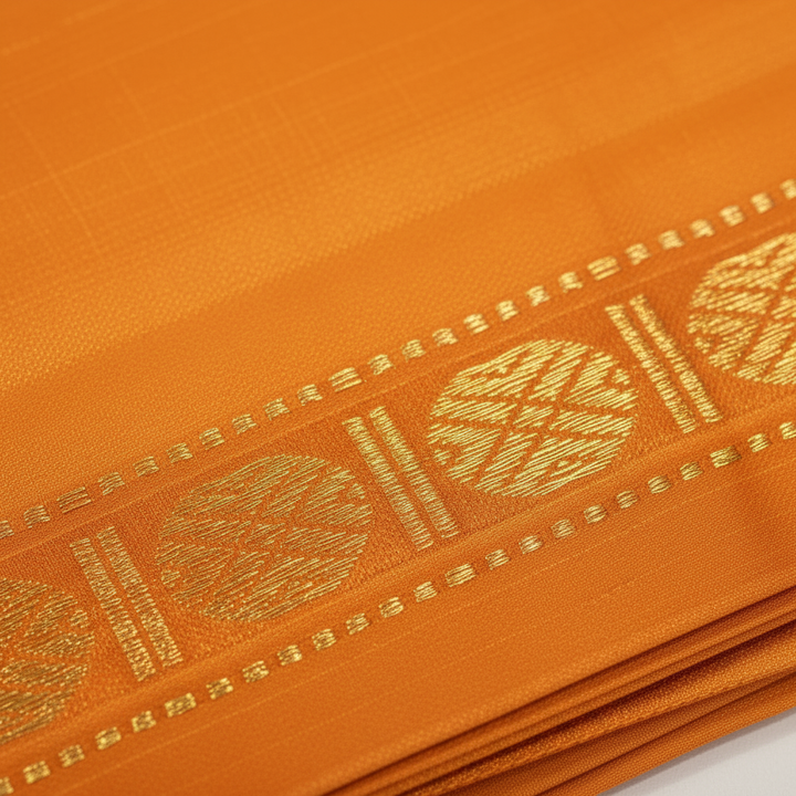 Kuberan Saffron Orange Pure Silk Dhoti