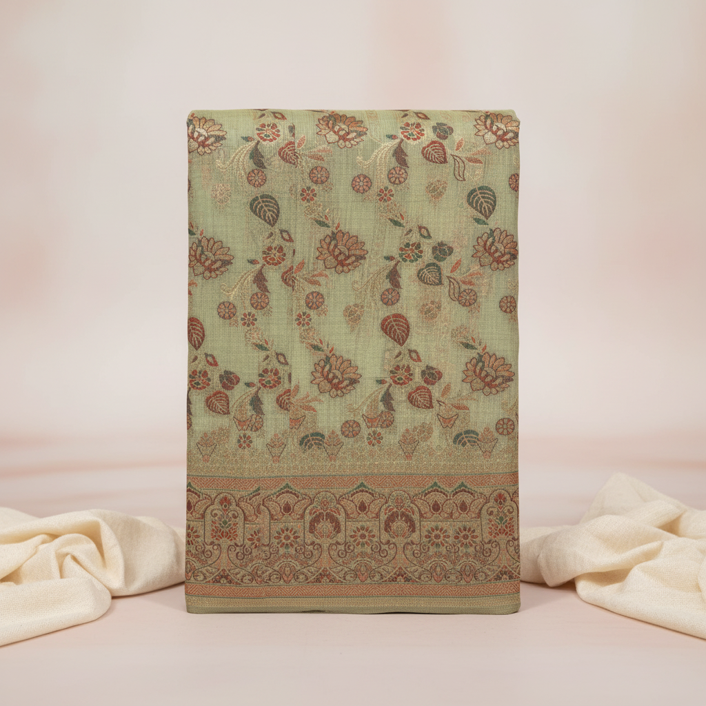 KUBERAN MEENAKARI GREEN COTTON SAREE